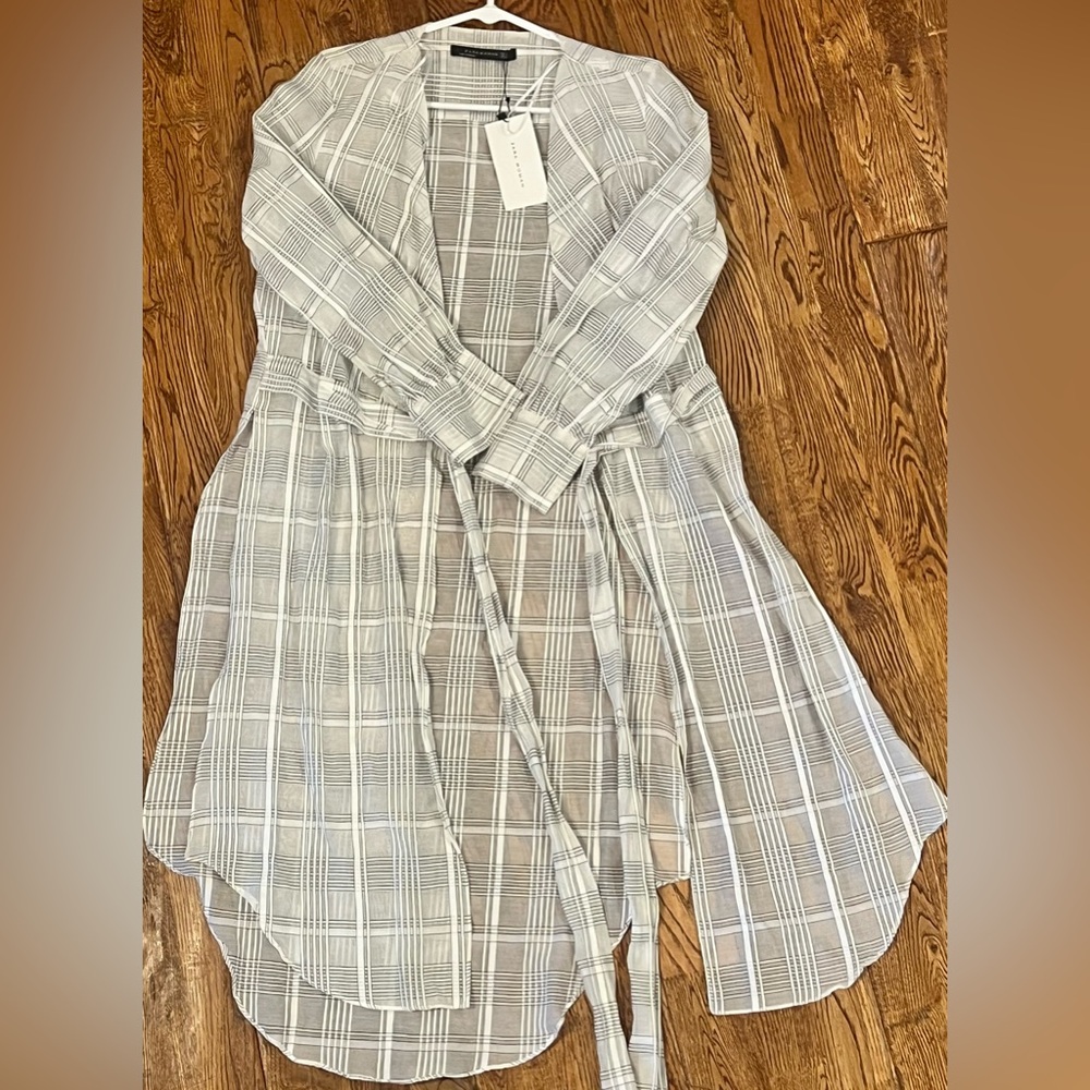 NWT Zara Women’s Black and White Duster Layer Shirt Tunic Classy Transitional